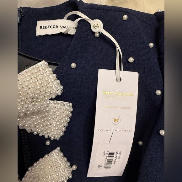 Rebecca Vallance Veronica Pearl Bow  Dress  SZ 4 UK 8 - Picture 11 of 11